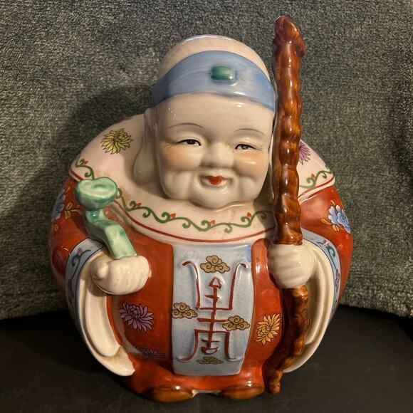 c1950 Chinese Jurojin Large Porcelain Statue God of Luck Prosperity Longevity - Picture 1 of 8